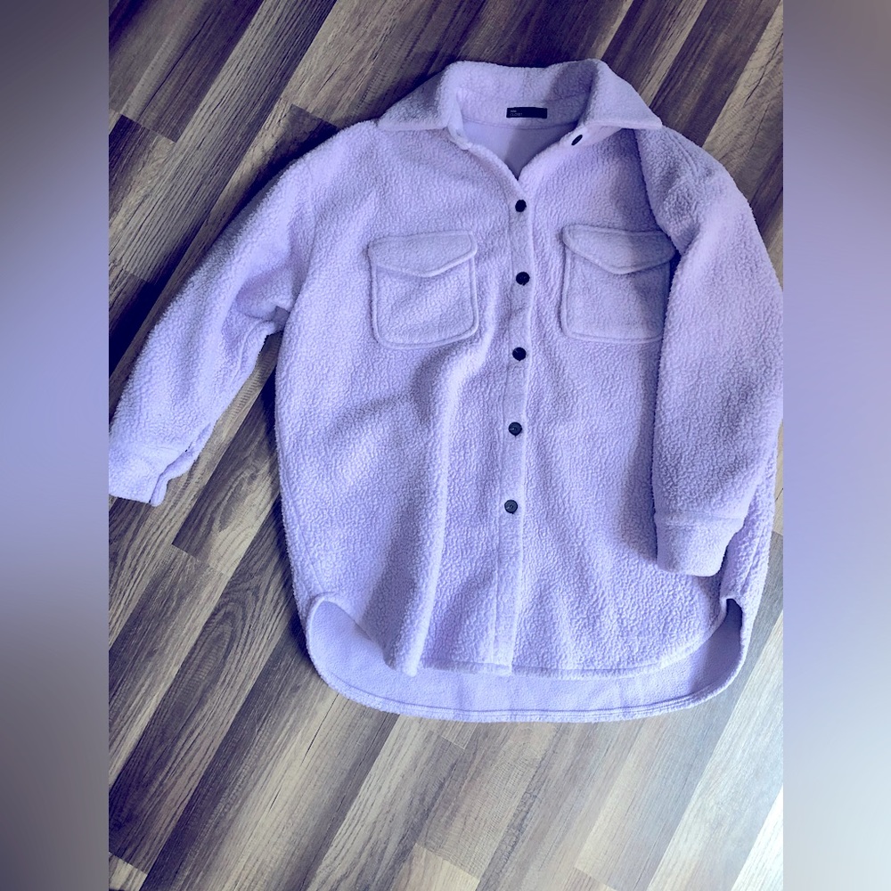 Lavender Oversized Fleece Teddy Jacket Coat Sweater Made In Korea Purple Large